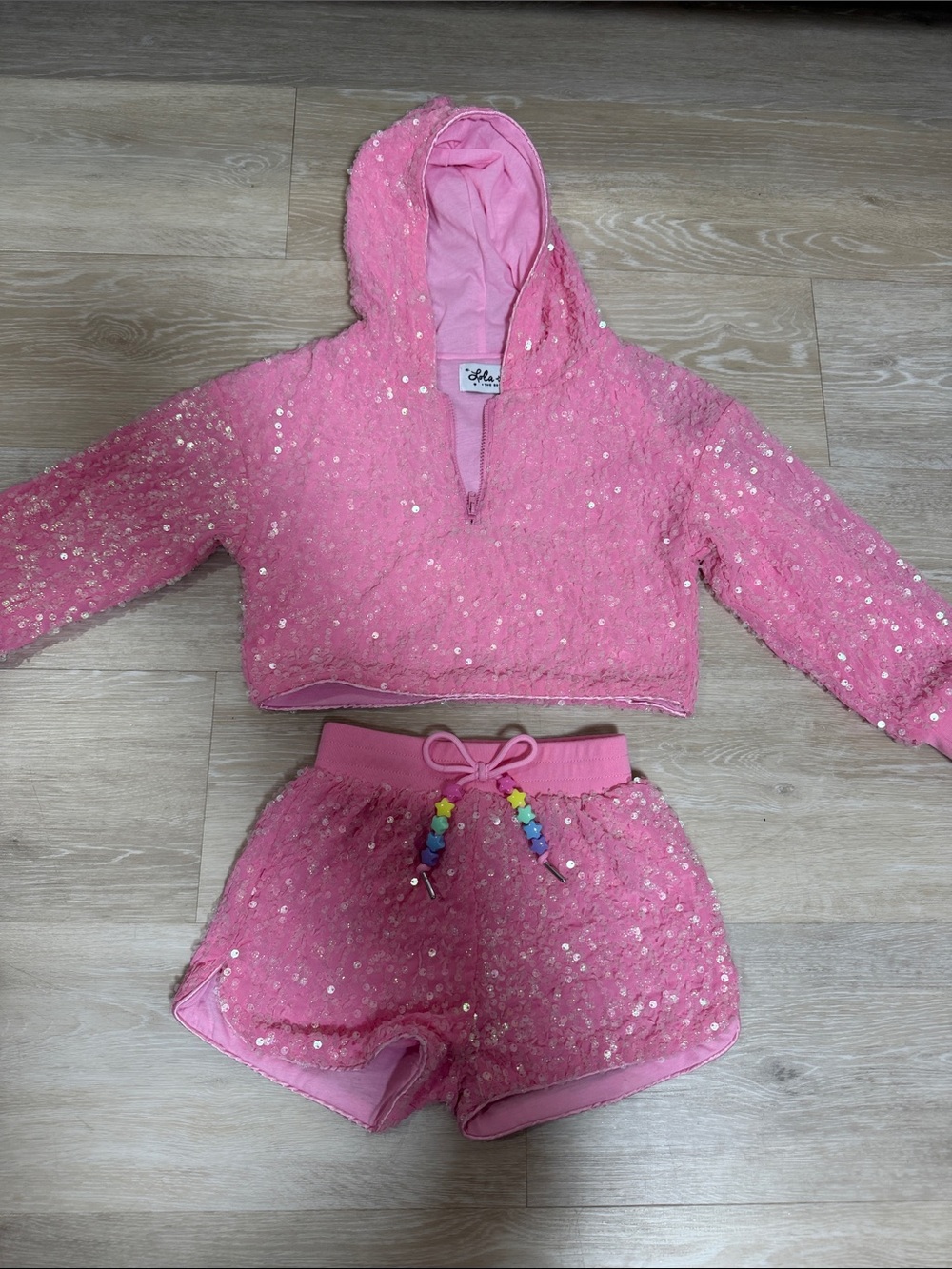 Lola and The Boys Sequin Hoodie Set